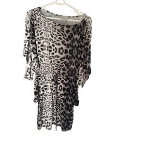 Julienne W Weston Womens Cheetah Print S Mini Sheath Dress Pockets
